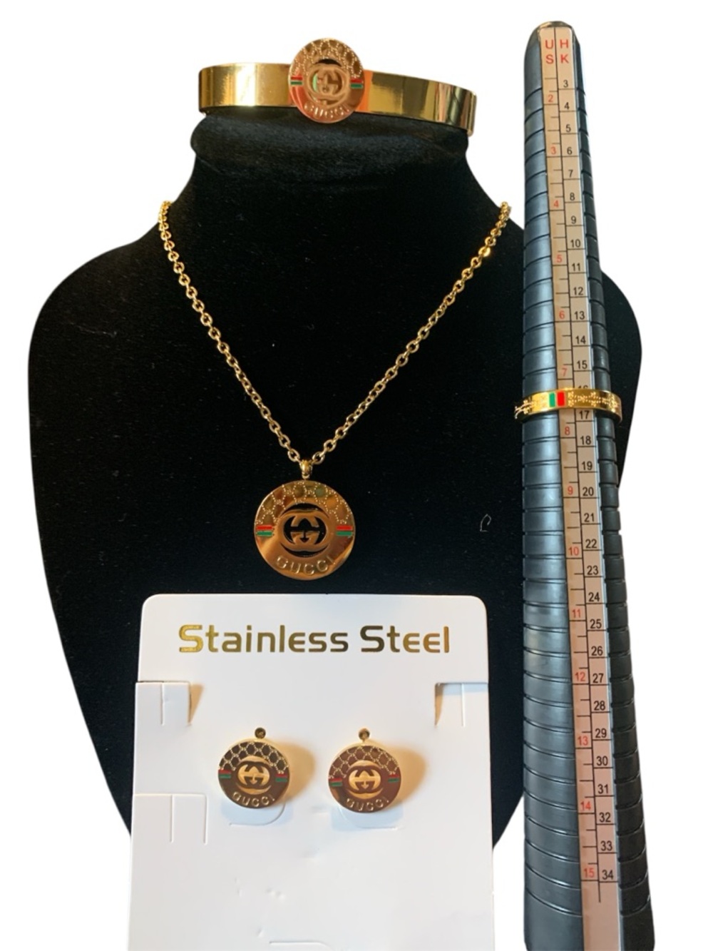 Gucci Gold-Tone Logo Necklace & Earring Set - Gold